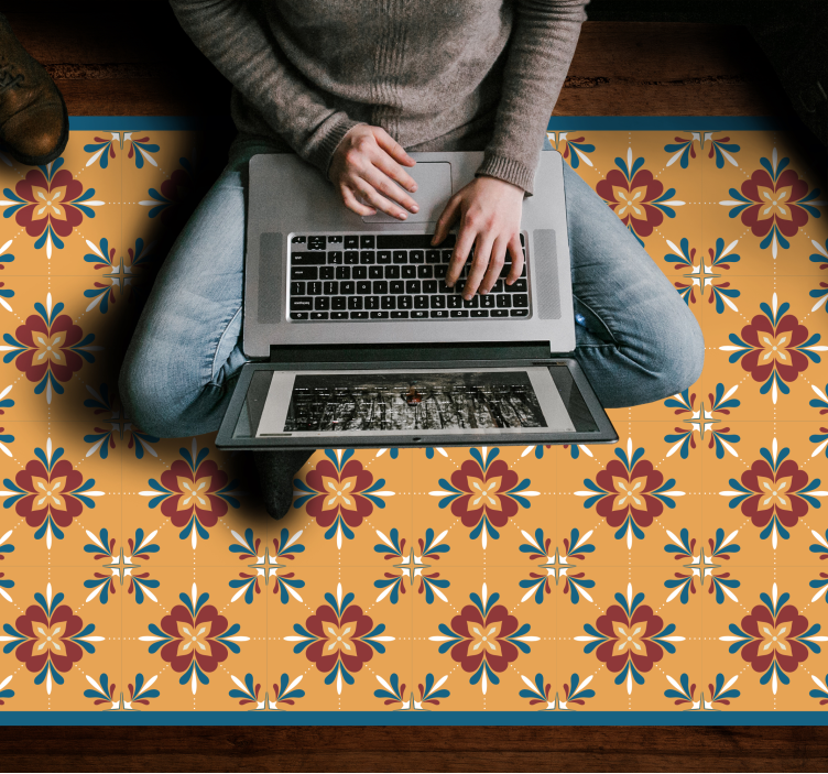 Floral Mosaic Harmony tile vinyl rug - TenStickers