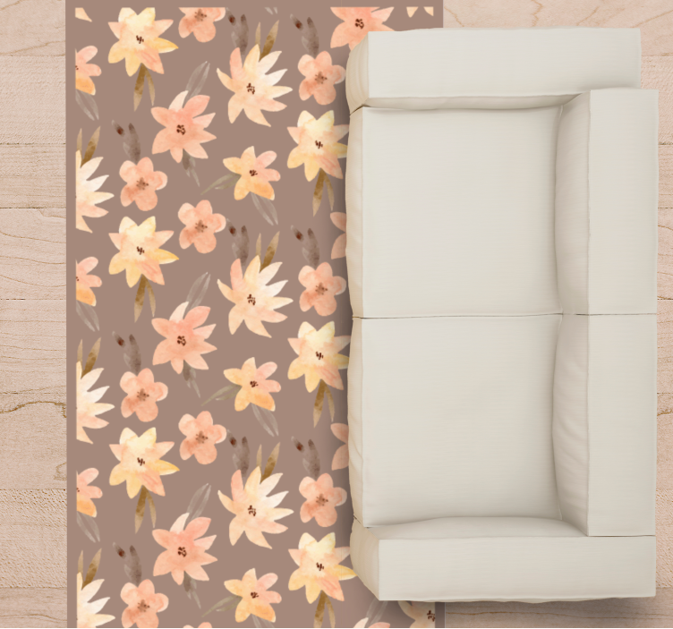 Floral Motif Array flower vinyl rug - TenStickers