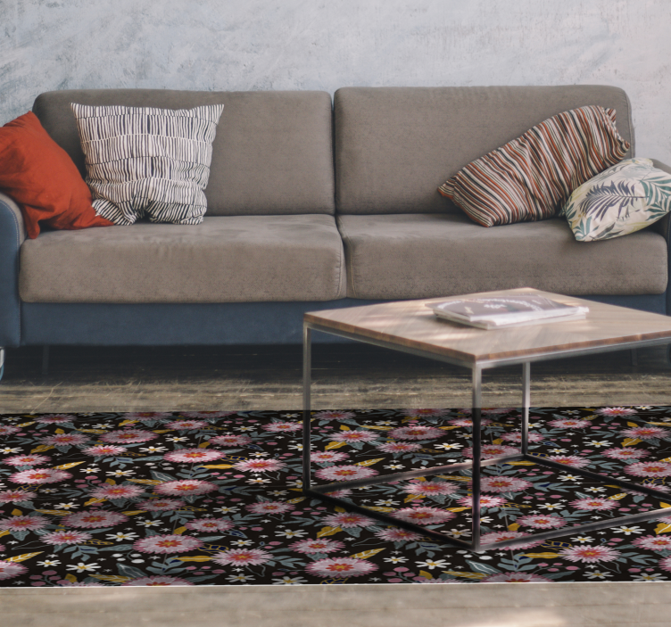 Floral Motif Detail flower vinyl rug - TenStickers
