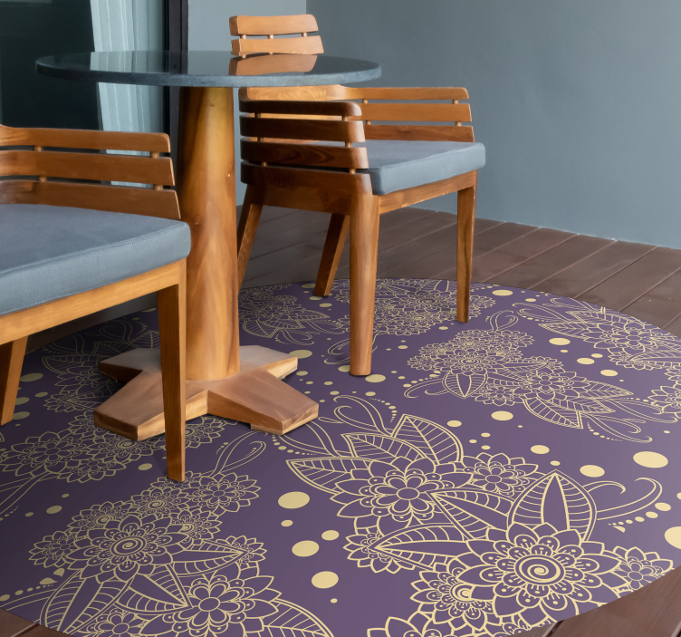 Floral paisley corner vinyl living room rug - TenStickers