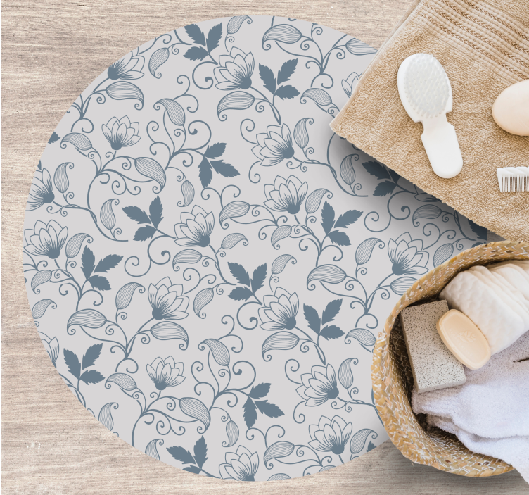 Floral serenity bathroom vinyl rug - TenStickers