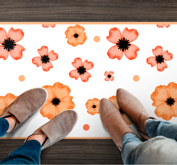 Patterned background flower vinyl rug - TenStickers
