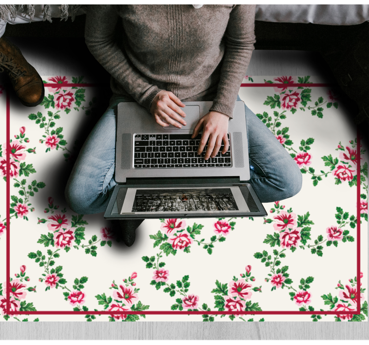 FLORAL PATTERNED BLOOMS flower vinyl rug - TenStickers