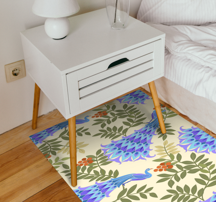 Floral Peacock Theme flower vinyl rug - TenStickers