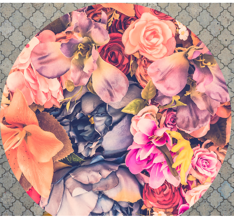 Floral Round Arrangement flower vinyl rug - TenStickers