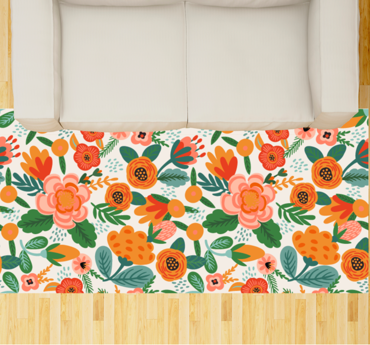 Flower vinyl rug floral garden design - TenStickers