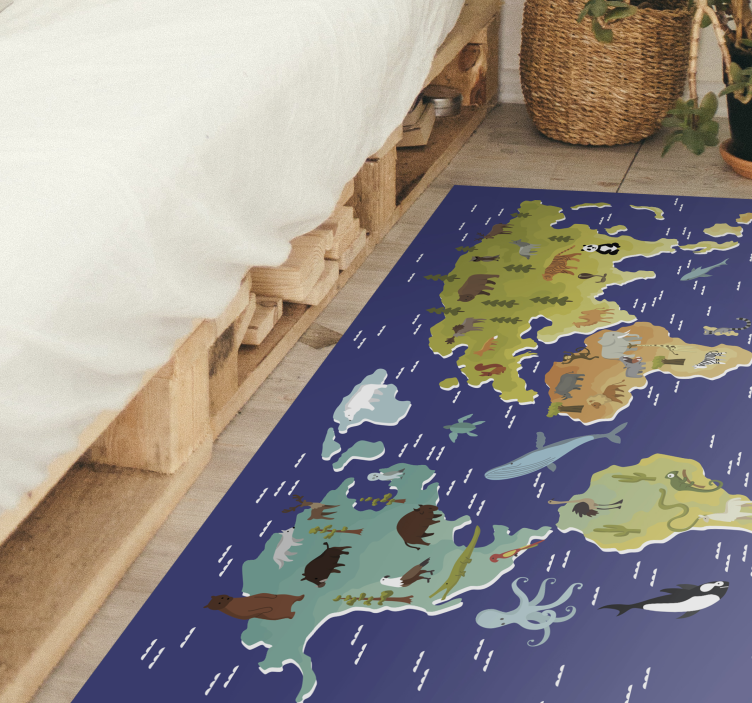 For kids with flora and fauna world map rug - TenStickers