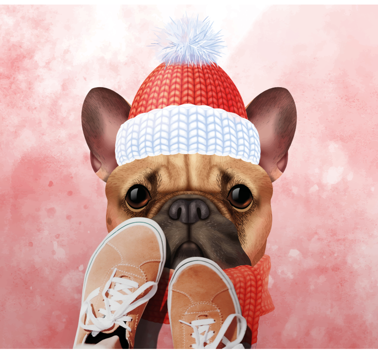 French bulldog winter animal vinyl rug - TenStickers