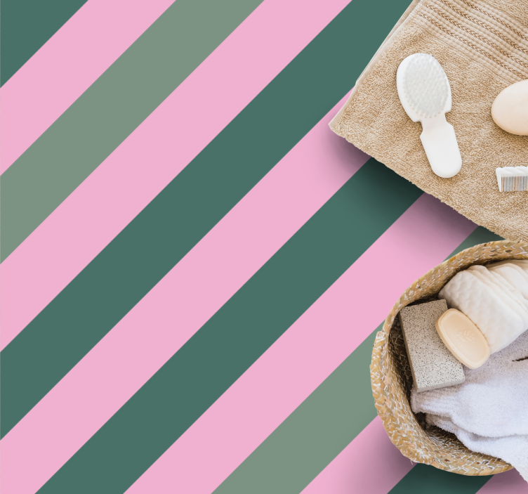 Grey and pink lines stripes vinyl rug - TenStickers