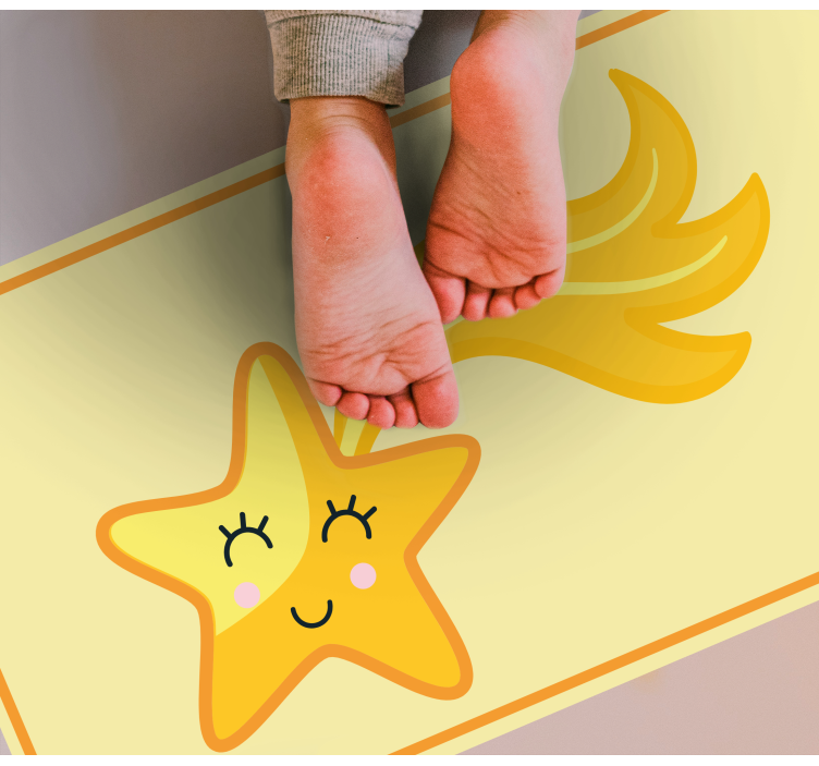 Funny yellow star star vinyl rug - TenStickers