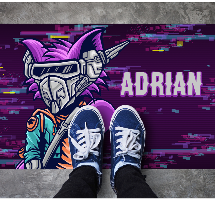 Custom futuristic character teenager vinyl rug - TenStickers