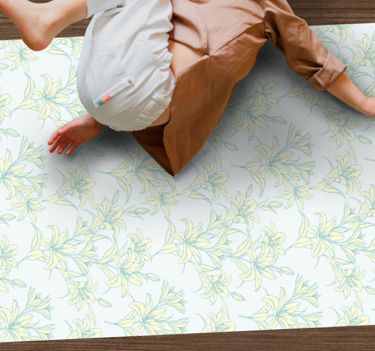 Gentle Blossom Motif vinyl rug - TenStickers