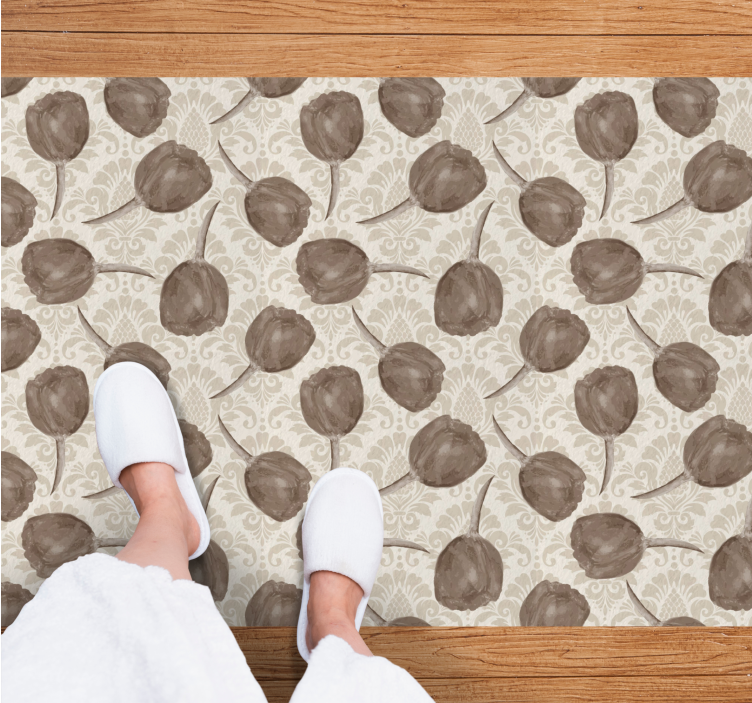 Gentle Botanical Motif flower vinyl rug - TenStickers