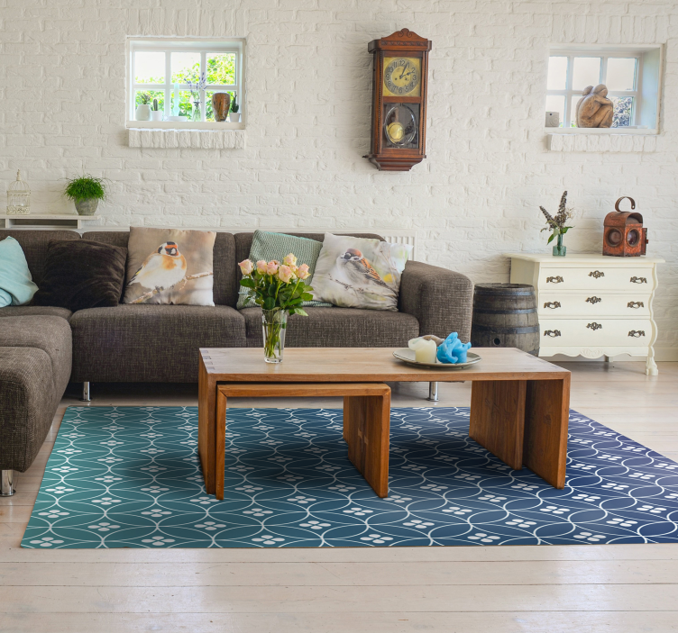 Geometric Blue Overlay geometric vinyl rug - TenStickers