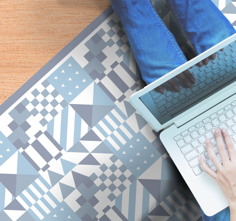 Geometric blue pattern tile carpet - TenStickers