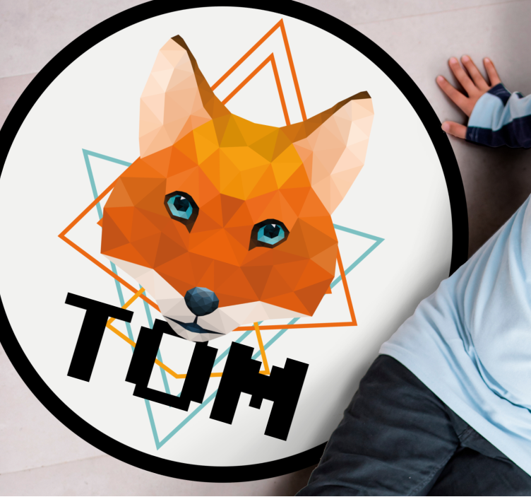 Geometric Fox Circle custom vinyl rug - TenStickers