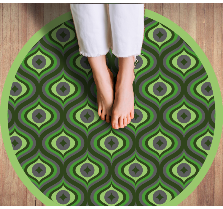 Geometric green groovy pattern bedroom rug - TenStickers