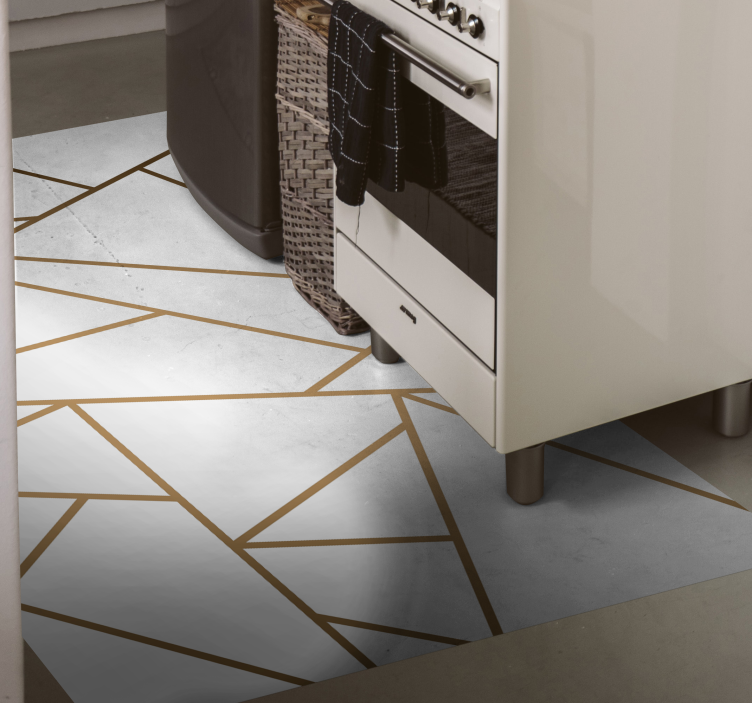 Geometric linework kitchen vinyl rug - TenStickers