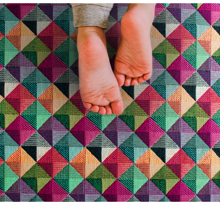 Geometric multicolored textile pattern rug - TenStickers
