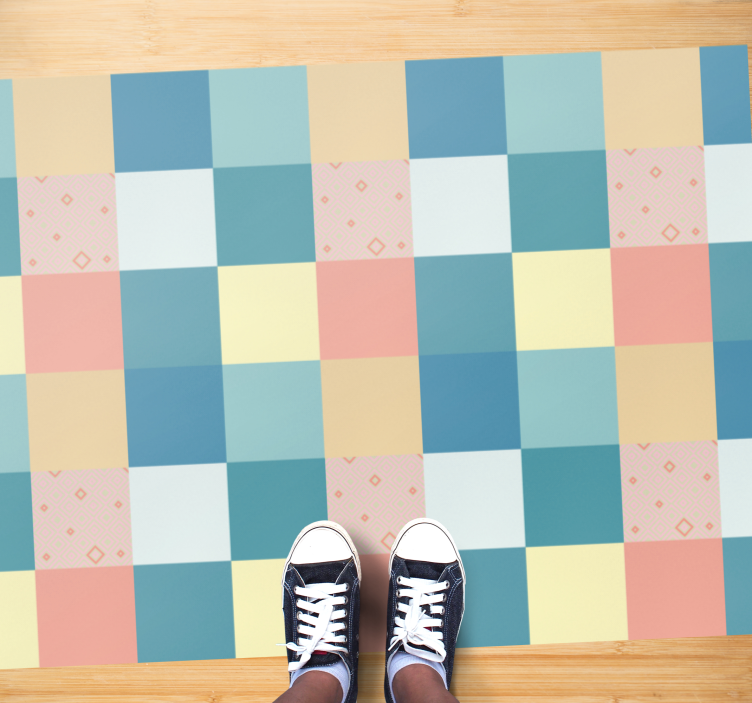Geometric Pastel Checkerboard geometric rugs - TenStickers
