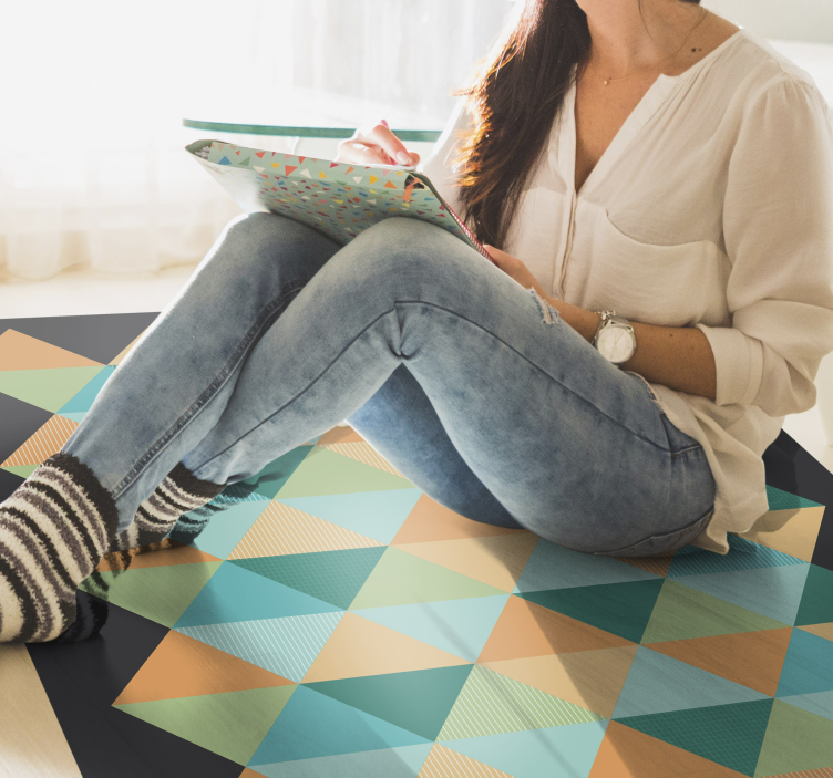 Geometric Patterned Composition geometric vinyl rug - TenStickers