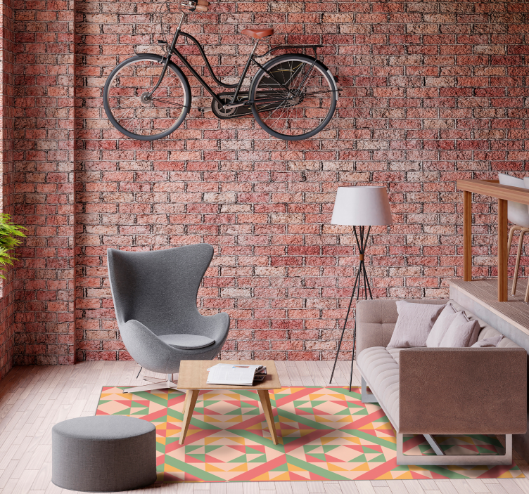 Geometric Patterned Ensemble geometric vinyl rug - TenStickers