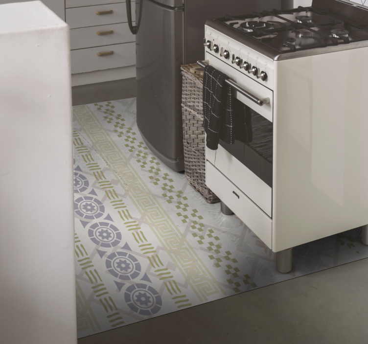 Geometric patterned kitchen vinyl rug - TenStickers