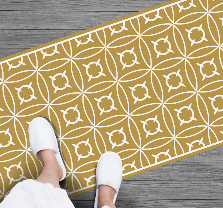 Geometric yellow motif tile vinyl rug - TenStickers