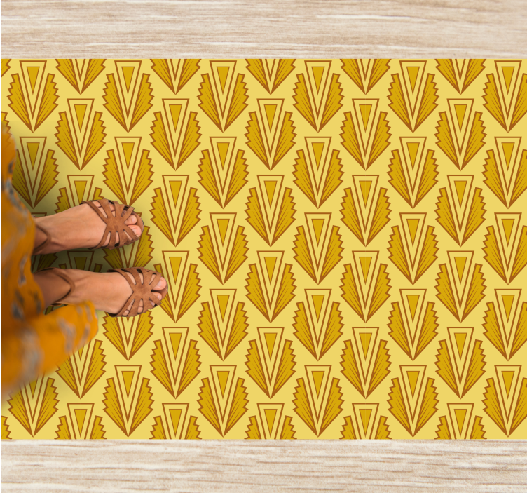 Geometric Yellow Pattern mosaic vinyl rug - TenStickers