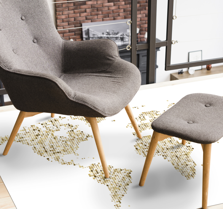 Golden continents with white background map rug - TenStickers