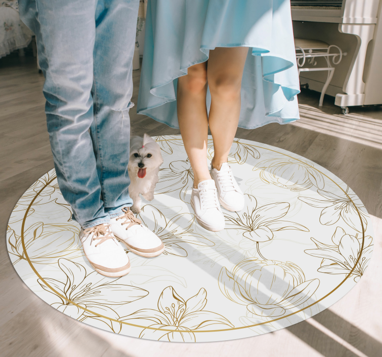 golden flowers floral rug - TenStickers