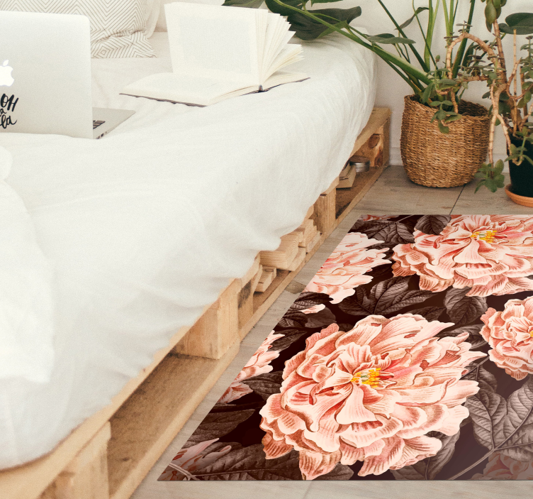 Graceful Floral Blossoms flower vinyl rug - TenStickers