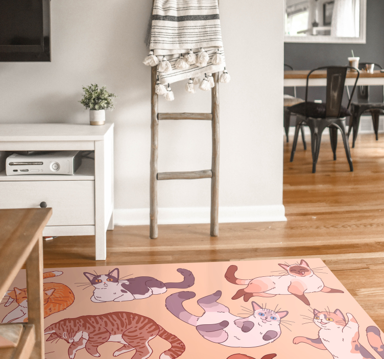 Gray cat face animal vinyl rug - TenStickers