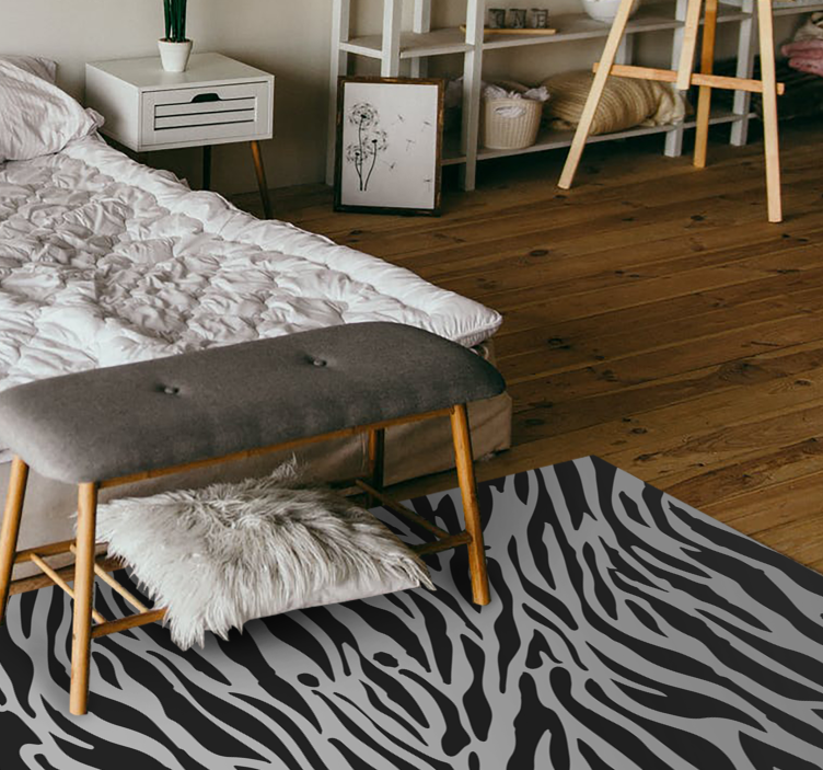 Gray zebra animal print vinyl rug - TenStickers