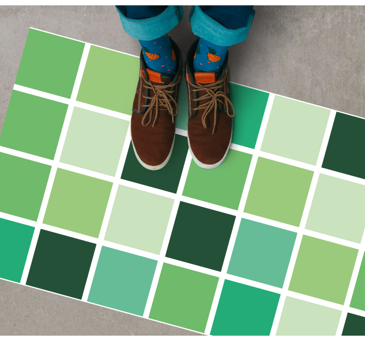 Green Color Blocks bathroom vinyl rug - TenStickers