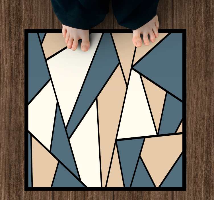 Grey and beige sections geometric vinyl rug - TenStickers