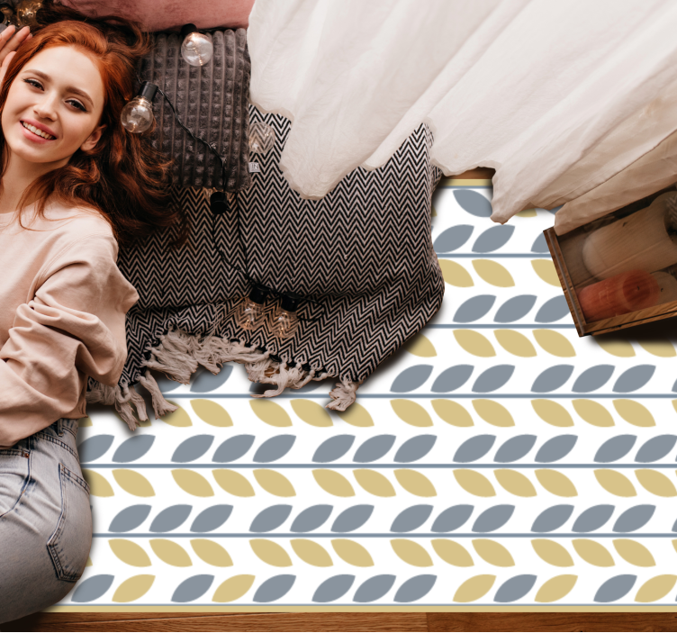 Grey and yellow vertical leaves  vinyl rug - TenStickers