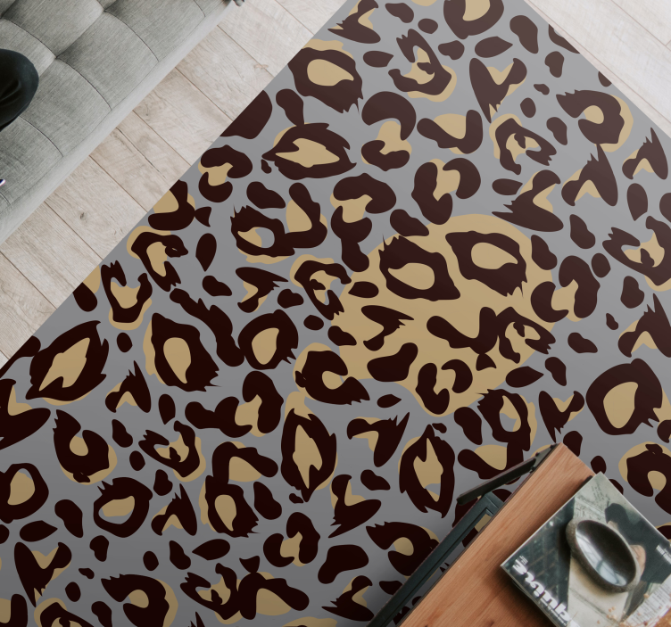 Grey leopard motif animal print vinyl rug - TenStickers