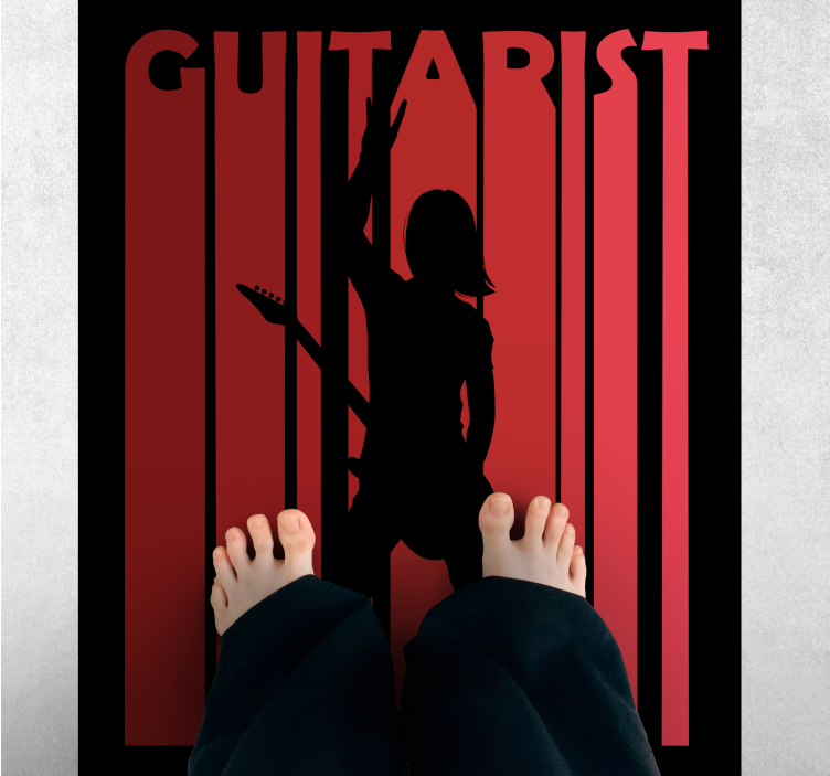 Guitarist Silhouette textured vinyl rug - TenStickers