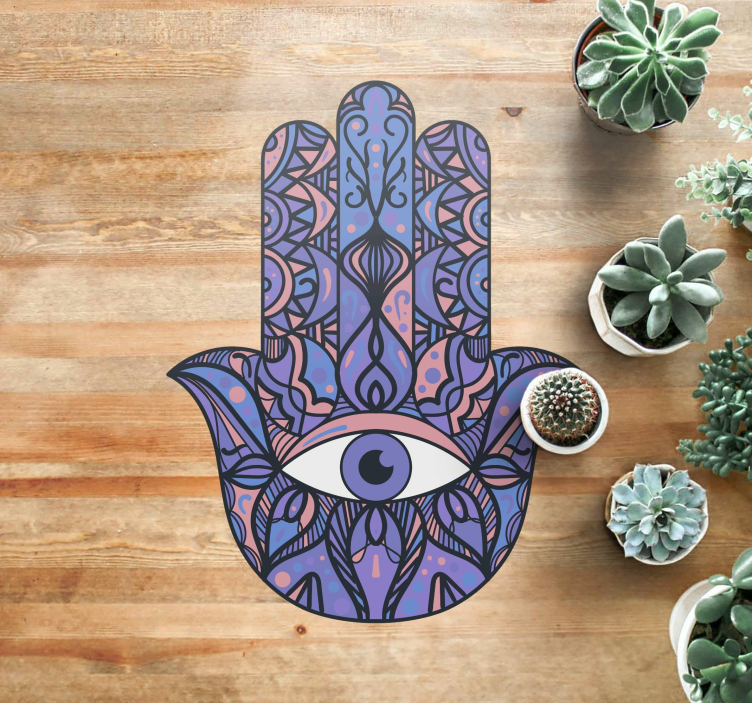 Hamsa Hand Motif mandala vinyl rug - TenStickers