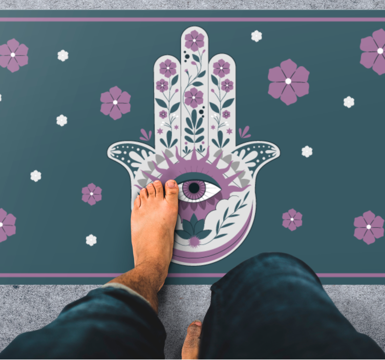 Hamsa Hand Style mandala vinyl rug - TenStickers