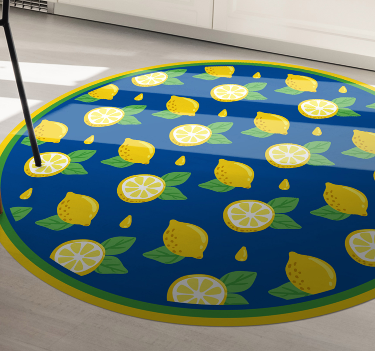 Hand draw lemons kitchen floor tiles - TenStickers