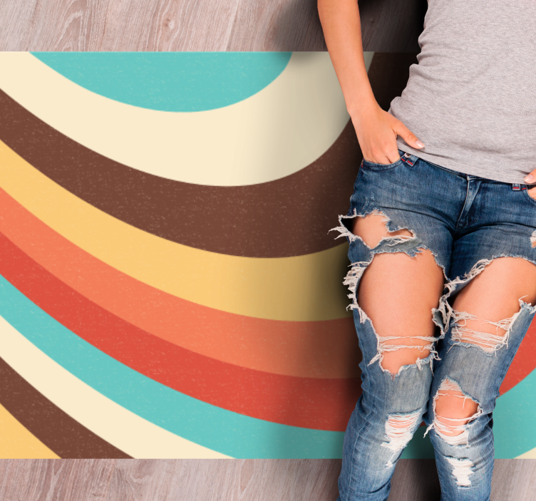 Hand drawn distorted groovy background rug - TenStickers