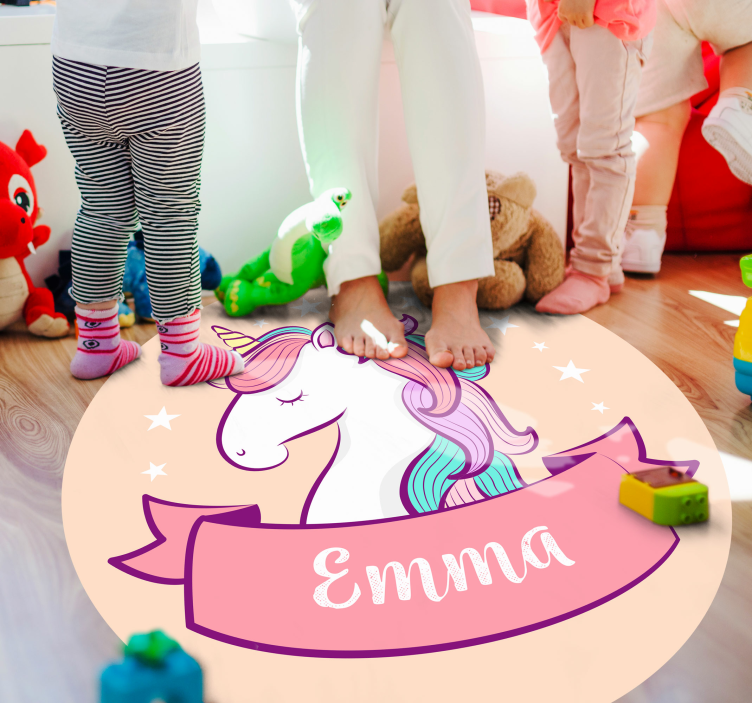 hand drawn unicorn with personalised name mat - TenStickers