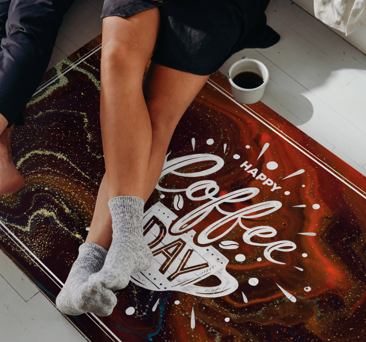 Happy Coffee Day custom vinyl rug - TenStickers