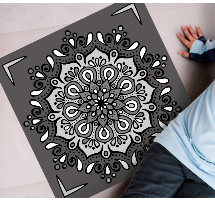 Harmonic black and white  mandala vinyl rug - TenStickers