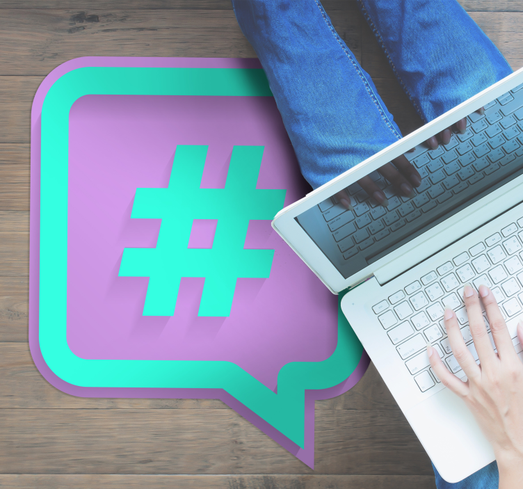 Hashtag Speech Bubble custom vinyl rug - TenStickers