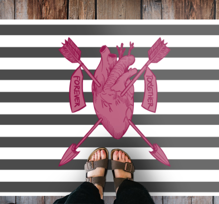 Heart Arrows Together custom vinyl rug - TenStickers