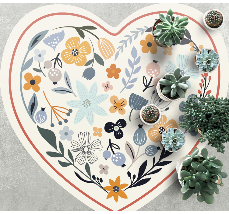Heart Floral Arrangement flower vinyl rug - TenStickers