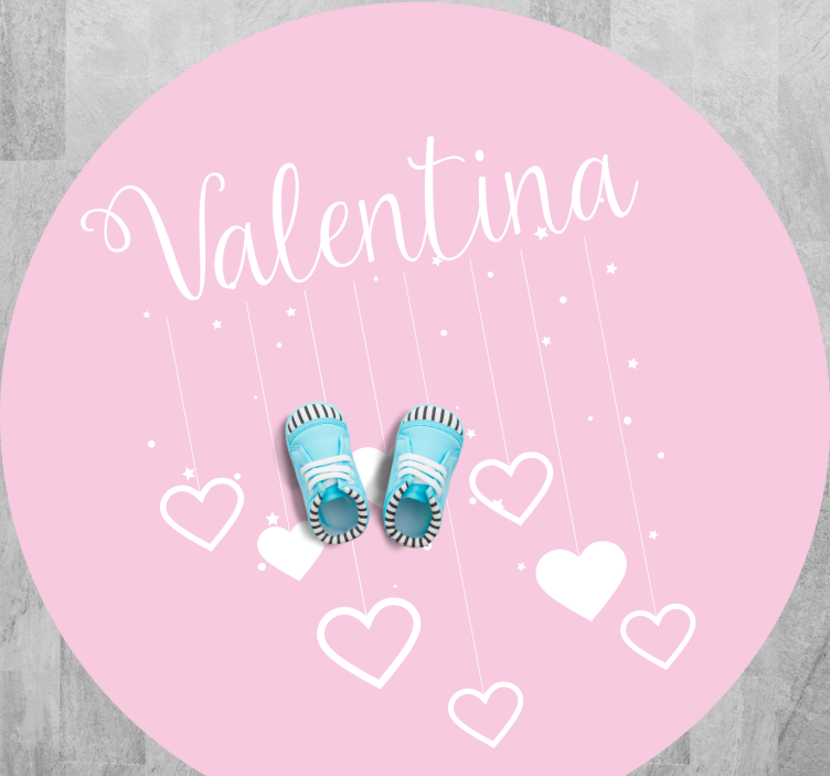 Hanging pink hearts with name vinyl rug - TenStickers
